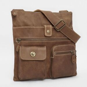 Roots Brown Leather Crossbody Bag